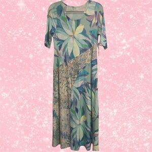 Soft Surroundings Stella Dress Painterly Blue Maxi Floral Women